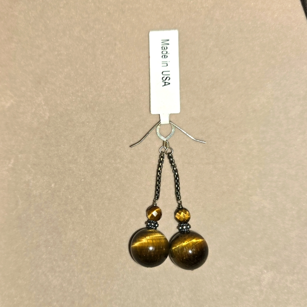 Cat eye sphere silver earrings